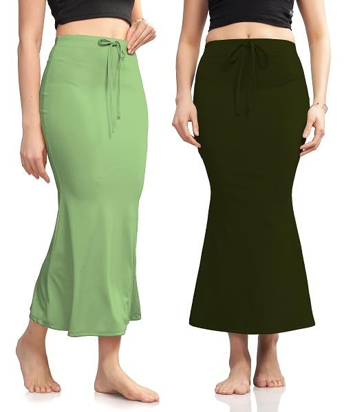Women's Cotton Blended Lycra Solid Straight Fit Side Slit Shaper for Easy Petticoat Full Elastic Saree Long Under Skirt Shapewear-Pack of 2-image-13