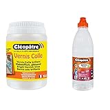 CLEOPATRE  Vernis Colle Transparent brillant, séchage rapide  Sans solvant   Pot de 250 g & AD1L   Flacon de Recharge de Colle transparente forte 1 L