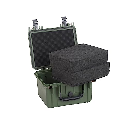 Image of MEIJIA Portable All Weather IP67 Waterproof Camera Case,hard case with Customizable Fit Foam,Fit Use of Drones,Camera,Equipments,10.62 x9.68x6.87inches(Green)