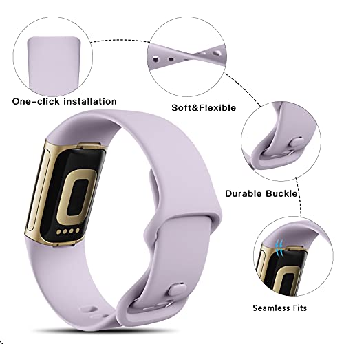 Ouwegaga Pulseira compatível com Fitbit Charge 5 pulseiras femininas masculinas, macias, flexíveis e
