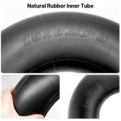 2 Stück Schlauch 15x6.00-6 Rasentraktor mit Geradem TR-13-Ventilschaft, Ersatzschlauch für Reifen 15x6.00-6 Reifenschlauch für Rasenmäher, Schubkarren, Go-Karts, Golfwagen
