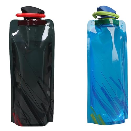 Genérico 2PCS Botella De Agua Plegable, 700ML Botella de Agua Plegable Reutilizables Botellas Viaje Plegables de Agua