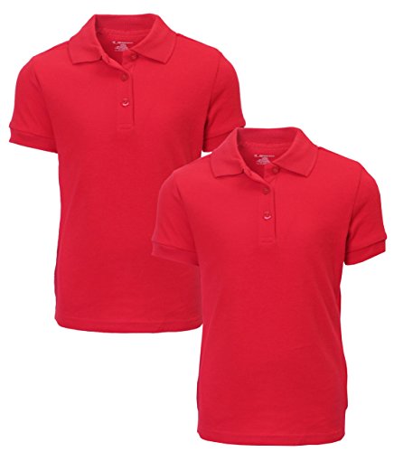 Polo rouge fille French Toast en maille piquée résistante lot de 2 respirant taille 4/5 ans