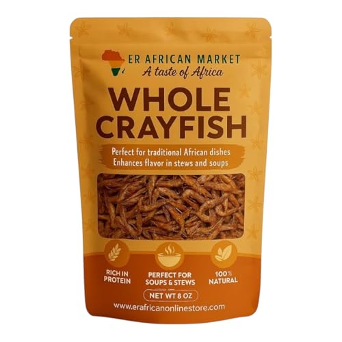 Whole Crayfish – African Crayfish 8oz | 100% All Natural | For Egusi, Ogbono, Okra & African Soups | No Preservatives, Sand-Free