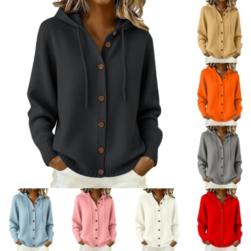 Cashmere Cardigan Sweaters for Women Cozy Long Sleeve Hooded Cardigan