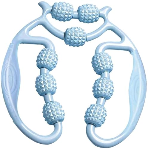 9 Wheel Circular Leg Clamp, Nine Wheel Circular Leg Clamp Roller Handheld Ring-Shaped Leg Clamp Multifunctional Ring Roller 360 Degree Legs Neck Hand Arm Muscle Relaxer(Blue)