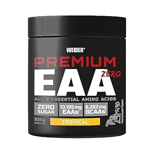 Weider Premium EAA Zero (325g) Tropical Flavour. All 9 Essential Amino Acids, with 10.195mg EAAs + 6.282mg BCAAs per Serving, Zero Sugar, No Fat, Vegan, No Artificial Colours, No Fillers