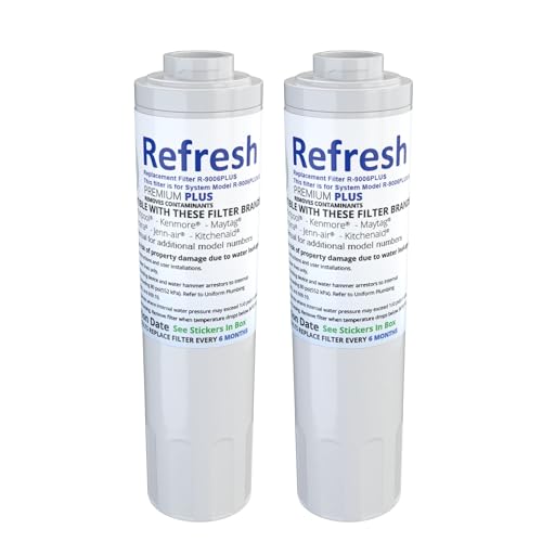 Image of Refresh R-9006 Refrigerator Water Filter Replacement for UFK8001, WF295, WSM-2, Compatible with Whirlpool, Maytag, Jenn-Air & KitchenAid, NSF /ANSI 42 Tested, BPA-Free Water Filter (2 Pack, Standard)