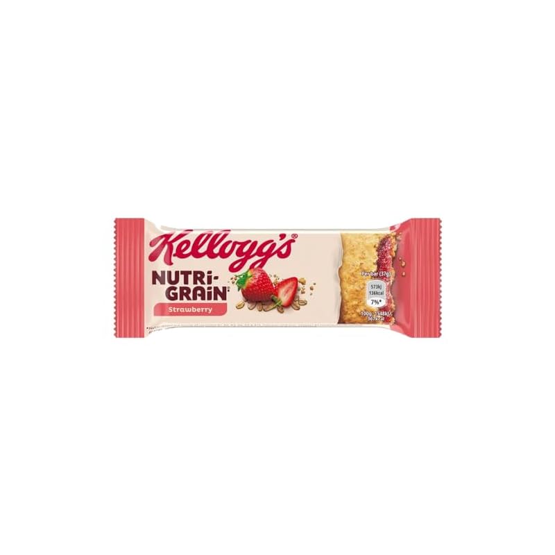 Kelloggs Nutrigrain 37g Bar Strawberry Filling Pack of 8 Vegetarian Cereal Wholegrain Wheat Oat Baked Breakfast Snack Vitamin B Minerals with Welari Thank You Card | (8pack) (296g) - Image 3