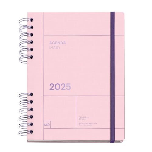 Miquelrius - Agenda 2025, Agenda Annuale 155X213 Mm, Agenda Settimana Vista, Copertina In Cartone Foderato, Carta Sostenibile 100 G/M², Chiusura Gomma
