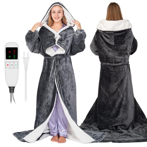 Wearable Heated Blanket for Women with Removable FootPocket,Electric Snuggle Heated