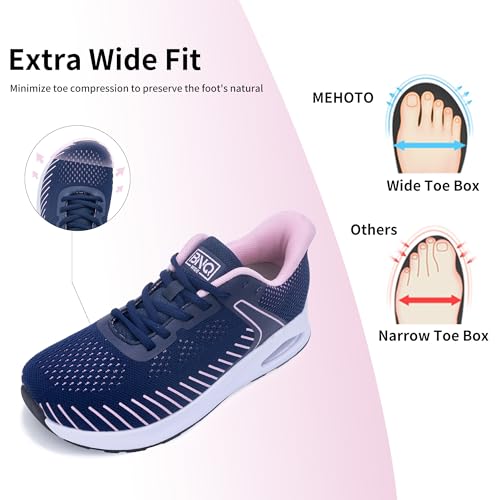 Image of MEHOTO Womens Wide Toe Box Shoes Walking Sneakers with Arch Support Fashion Tennis Shoes for Swelling Bunion Plantar Fasciitis