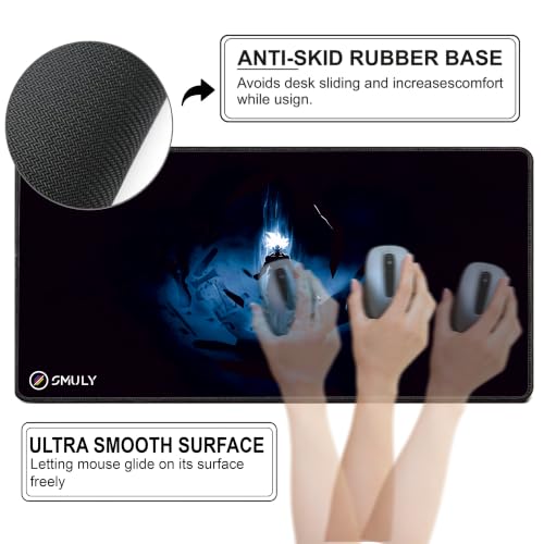 Image of Blue Energy Warrior Gaming Mouse Pad, Large Desk Mat 58.5 x 28 cm, Extended Washable Mousepad, Desk Pad, 2mm Thick Non-Slip Rubber Base, Stitched Edges, Smooth Surface (Multicolour)