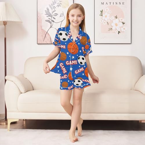 senya Soccer Basketball Satin Summer Pajama Sets Silk Short Sleeve Button Down Sleepwear4