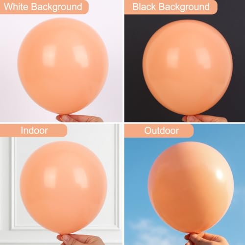 Image of RUBFAC Peach Balloons 129pcs Different Sizes Pack of 18 12 10 5 Inch, Latex Light Orange Blush Pink Balloon Garland Arch Kit for Wedding Bridal Shower Engagements Anniversary Baby Shower Birthday