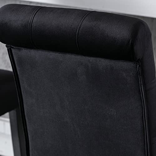 Dm Furniture Bar Stools Set Of 2, 26 Inch Velvet Counter Height Barstools Modern Upholstered Kitchen Island Wood Bar Chairs For Home Pub/Bistro/Coffee House, Black #TOP4