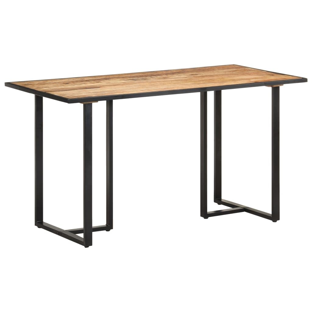 Table à manger en bois de manguier brut 140cm et pieds en fer noir
