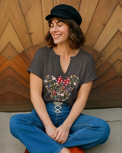 Flafens V Neck T-Shirts for Women - Graphic Short Sleeve Tees Tops Fashion Trendy Soft Casual Summer Outfits Clothes3