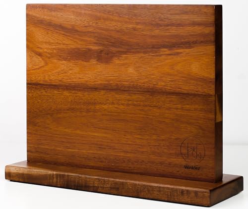 Winklez Magnetic Knife Block, 12 x 10 Inches – Strong Double-Sided Magnetic Knife Holder, Acacia Wood Knife Holder for Kitchen Counter, Multifunctional Storage for Home Kitchen (Brown)