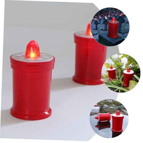 Velas LED sin llama rojas religiosas de plástico ligero para decoración de cementerio 5