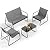 Gizoon 4 Piece Patio Furniture Set, Outdoor Conversation Set, with Glass Coffee Table, Loveseat, 2 Single Chairs, All Weather Textile Fabric, for Backyard, Balcony, Lawn, Garden, Poolside, Grey