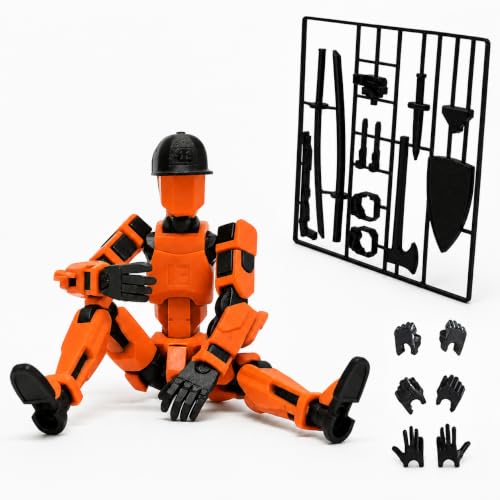 Image of TADCraft DIY Dummy 13 Action Figure and Battle Accessories | Fully Articulated Posable Robot Toy for Collection & Photography (Orange)