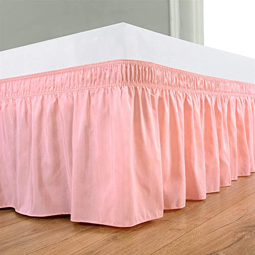 Peach Bed Skirt Wrap Around 600 Microfiber with Easy Fit with 17''' Inch Tailored Drop - Shrinkage and Fade Resistant with Microfiber 17'' Bed Skirt-image-14