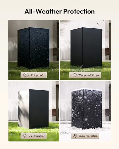 Image of EUHOMY Outdoor Refrigerator Cover, Waterproof and Dustproof Upright Mini Fridge Covers, Freezer Cover for 4.5 Cu.ft Beverage refrigerator fridge (21.3 inch D x 20.5 inch W x 31.7 inch H), Black