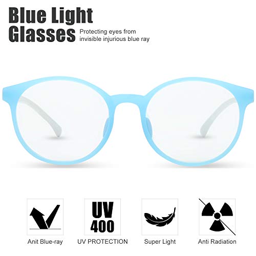 Image of The Fresh Kids Blue Light Blocking Glasses, Flexible TR-90 Frame for Boys Girls Age 3-14, Gaming /TV /Phone