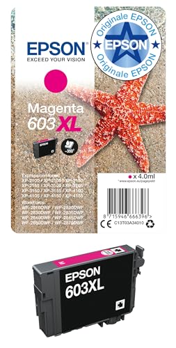 Ottieni stampe affidabili, nitide e brillanti a costi davvero ridotti utilizzando le cartucce di inchiostro della serie 603 di Epson. Caratterizzato da inchiostri dye a colori e inchiostro nero a pigmenti, questo sistema di cartucce consente di stampare documenti a colori ben definiti. Le cartucce XL, ideali per la stampa in grandi tirature, aiutano a ridurre i costi di stampa