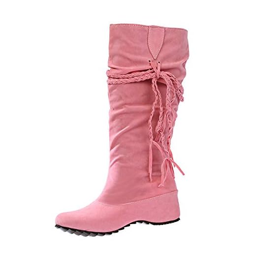 POLP Botas Mujer Invierno Botines y Botas Altas Mujer Botas Altas cuña Botas Altas Mujer Botas de cuña Botines Altos Zapatos Mujer para Lluvia Botas Mujer Altas de Mujer Tacon Botas Altas Mujer Rosa