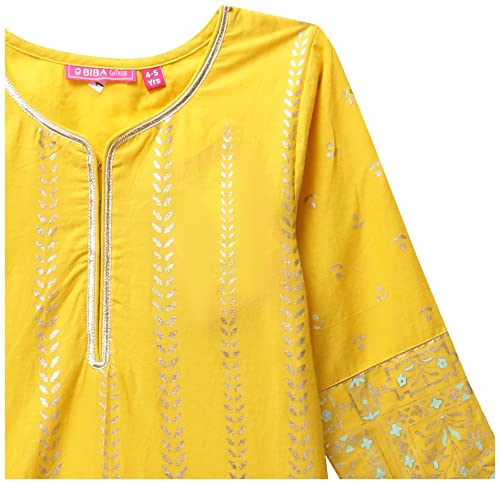 Image of BIBA Girls Cotton Girls Straight Kurta Palazzo Suit Set