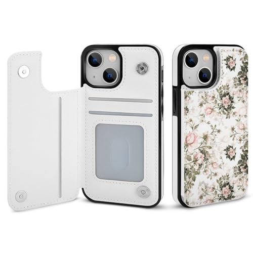 iPhone15Plus用ケース カバー 手帳型 ヘアカットケープバラ 花柄 アイフォン15Plus用 カード収納 横置きスタンド機能 全面保護 Case