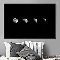 Framed Canvas Wall Art Moon Phase III Aerial Astronomy & Space Expressive Global Moon Multicolor Photography Realism Warm - 16x24 inches