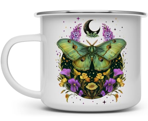 Taza de camping esmaltada Loftipop Mystic Moth 16oz miniatura 1