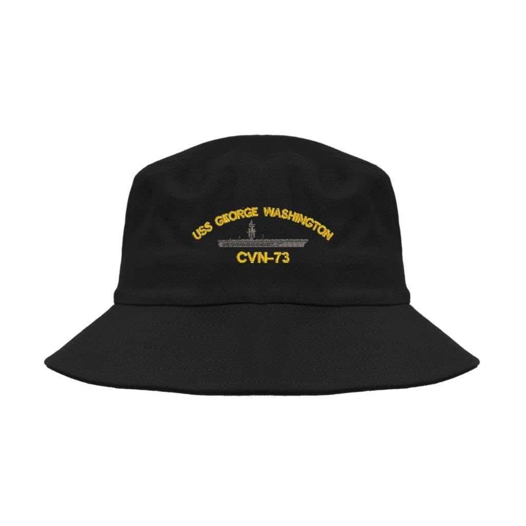 Lufufu USS CVN-73 Military Embroidered Bucket hat Black