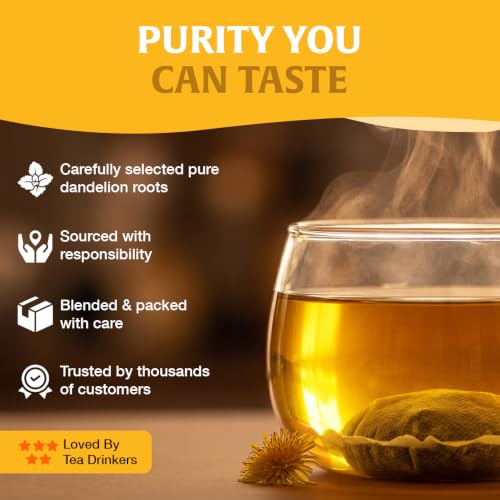 Image of HANDPICK - Dandelion Root Tea bags, 40 Teabags - Natural Dandelion Herbal Tea - Non-GMO - Caffeine-free
