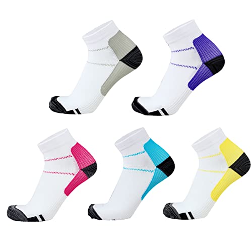 5 Pairs Compression Socks for Women Men Low Cut Running Socks for Athletic Support Travel Nurses Hiking