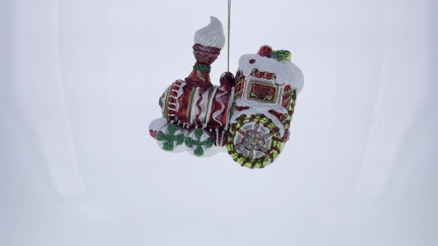 Amazon.com: Candy Cane Train Glass Christmas Ornament : Home & Kitchen