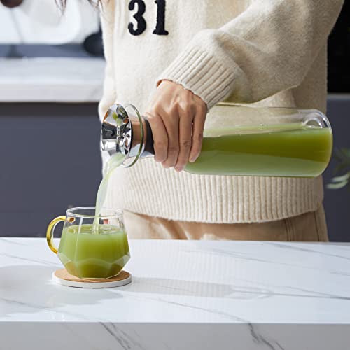 Karafu Glass Carafe With Lid, 50 Ounces Borosilicate Drip-Free Glass Pitcher For Hot/Cold Water, Ice Tea And Juice Beverage #TOP5