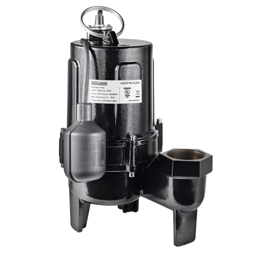 Image of WASSERMANN 3 /4 HP Sewage Pump 2 inch Discharge with Auto Float Switch, 115V 7200 GPH Cast Iron Submersible Sewer Pump, Sump Pump for Basement Sump Basin Sewer Well 2 inch NPT Discharge with 10 FT Cable