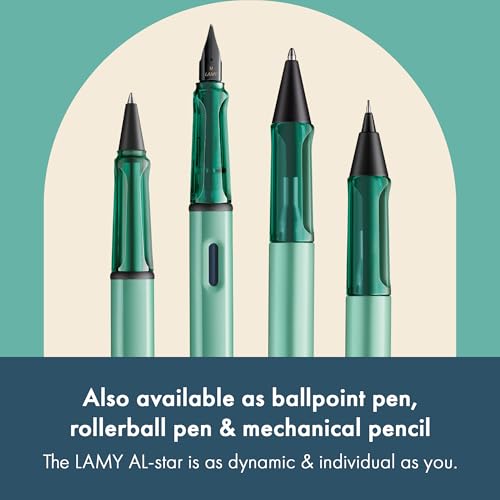 Image of LAMY AL-star mint - Fountain Pen with ergonomic grip & polished steel nib in size F - lightweight aluminum body - including LAMY T 10 blue cartridge - Right-Handed