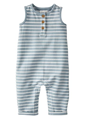 Little Planet by Carter's Baby Organic Cotton Terry Jumpsuit, Blue Stripes, 3 Months