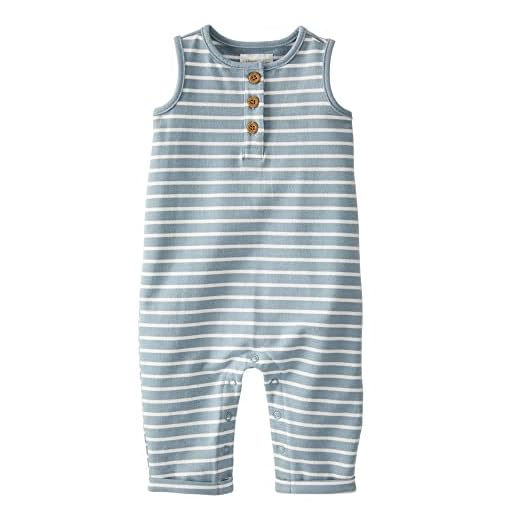 Carter's Baby Organic Cotton Terry Jumpsuit, Blue Stripes, 12 Months
