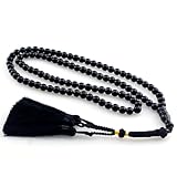  beirunde Tasbih Tesbih Islamic 99 Perline di preghiera islamiche musulmane Subha Sebha, Misbaha Masbaha Tasbeeh Sibha Beads Allah Mohammed Ramadan Rosario, Tasbih 8 mm Agata nera perline nappa
