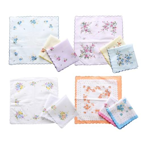 XDGBGFN 12 Stück Baumwolle Taschentücher Bedruckte Ausgefallene Mehrfarbig für Hochzeitsfeiern Alltagsgebrauch