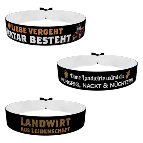 Druck-Palast 3er Set Landwirte Bauern Stoffarmbänder - Wasserfestes Satinarmband - Handgemachte Bauernarmbänder - Unisex Armband für Männer und Frauen - Geschenk für Landwirte