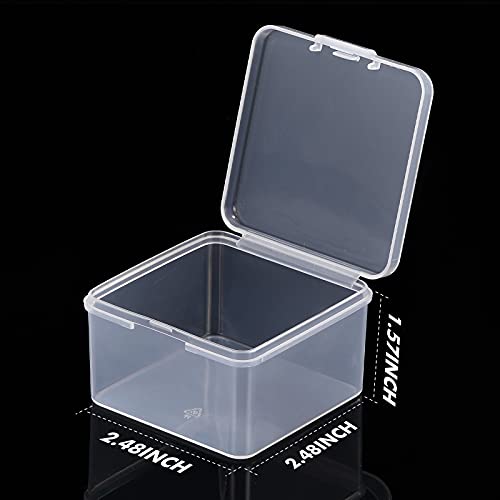 Image of 6 Pieces Mini Plastic Clear Beads Storage Containers Box for Collecting Small Items, Beads, Jewelry, Business Cards, Game Pieces, Crafts (2.48 x 2.48 x 1.57 Inch)