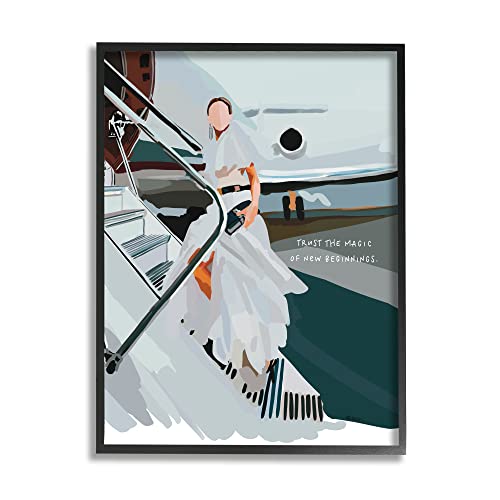 Stupell Industries Magic of New Beginnings Uplifting Woman Boarding Airplane Framed Wall Art, Design By Amelia Noyes