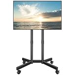 BONTEC Rolling TV Stand for 32-75 inch TVs, Mobile TV Cart with Lockable Wheels, Height Adjustable, Max VESA 400x400mm, Portable TV Stand on Wheels with Cable Management, TV Floor Stand, Black